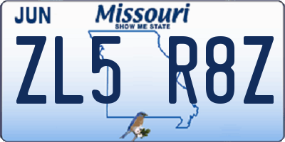 MO license plate ZL5R8Z