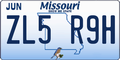 MO license plate ZL5R9H