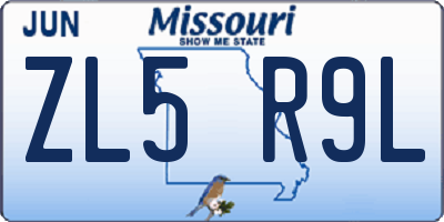 MO license plate ZL5R9L