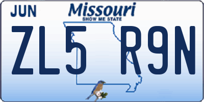 MO license plate ZL5R9N