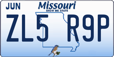 MO license plate ZL5R9P
