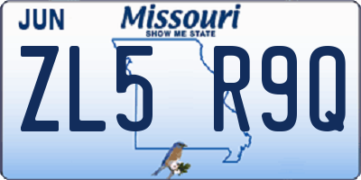 MO license plate ZL5R9Q