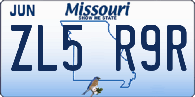 MO license plate ZL5R9R