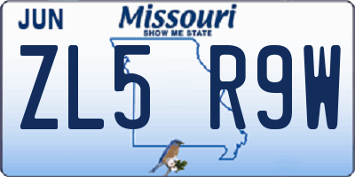 MO license plate ZL5R9W