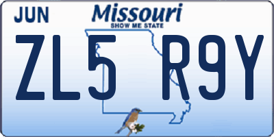 MO license plate ZL5R9Y