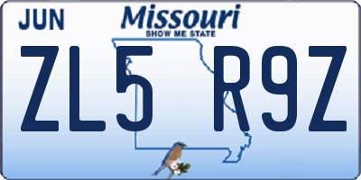 MO license plate ZL5R9Z