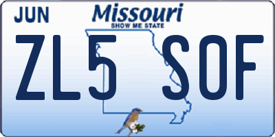 MO license plate ZL5S0F