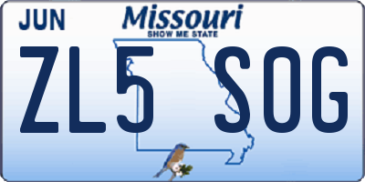 MO license plate ZL5S0G