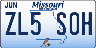 MO license plate ZL5S0H
