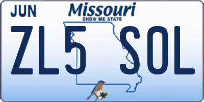 MO license plate ZL5S0L