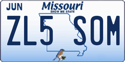 MO license plate ZL5S0M