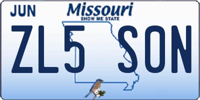 MO license plate ZL5S0N