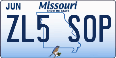 MO license plate ZL5S0P