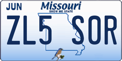 MO license plate ZL5S0R