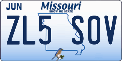 MO license plate ZL5S0V