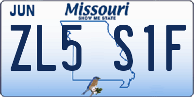 MO license plate ZL5S1F