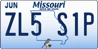 MO license plate ZL5S1P