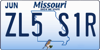 MO license plate ZL5S1R