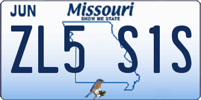 MO license plate ZL5S1S