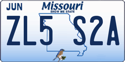MO license plate ZL5S2A