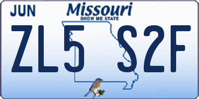 MO license plate ZL5S2F