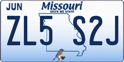 MO license plate ZL5S2J