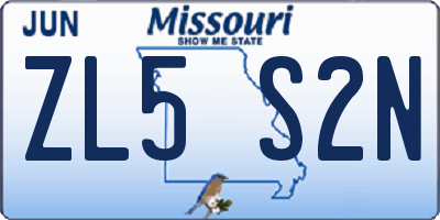 MO license plate ZL5S2N