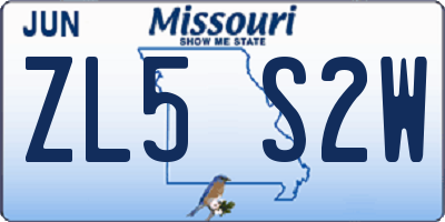 MO license plate ZL5S2W