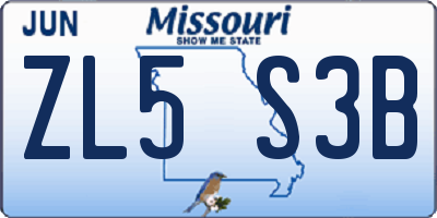 MO license plate ZL5S3B