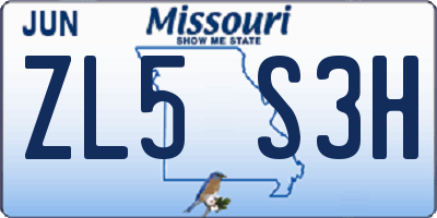 MO license plate ZL5S3H