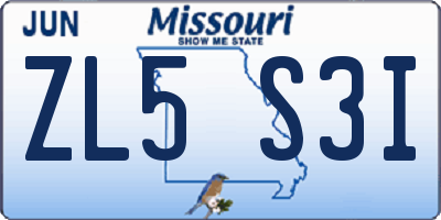 MO license plate ZL5S3I