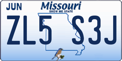 MO license plate ZL5S3J