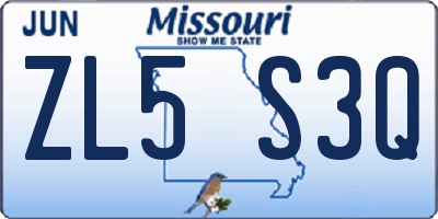 MO license plate ZL5S3Q