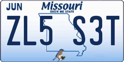 MO license plate ZL5S3T