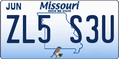 MO license plate ZL5S3U