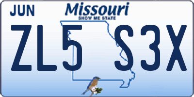 MO license plate ZL5S3X
