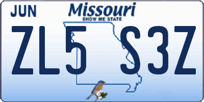 MO license plate ZL5S3Z