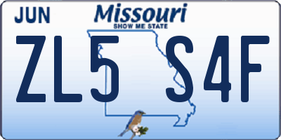 MO license plate ZL5S4F