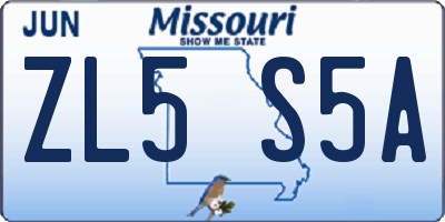 MO license plate ZL5S5A