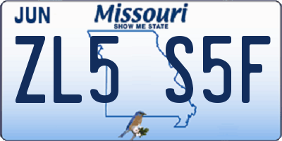 MO license plate ZL5S5F