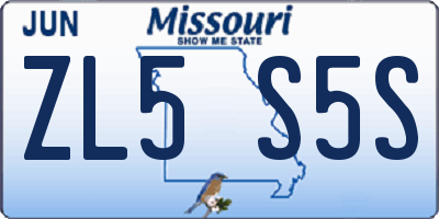 MO license plate ZL5S5S