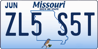 MO license plate ZL5S5T