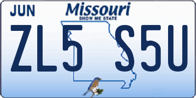 MO license plate ZL5S5U