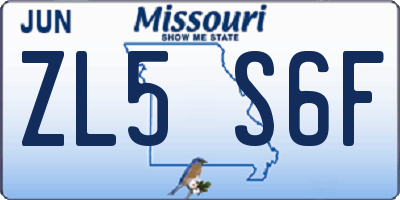 MO license plate ZL5S6F