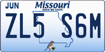 MO license plate ZL5S6M