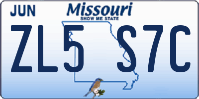 MO license plate ZL5S7C