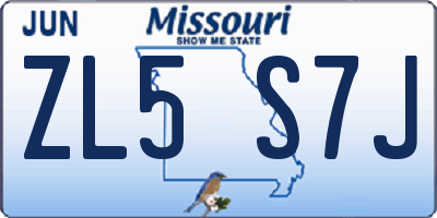 MO license plate ZL5S7J