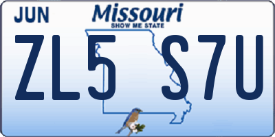 MO license plate ZL5S7U