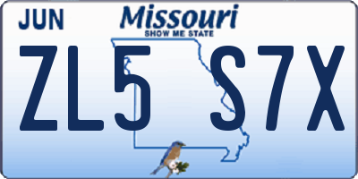 MO license plate ZL5S7X