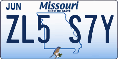 MO license plate ZL5S7Y